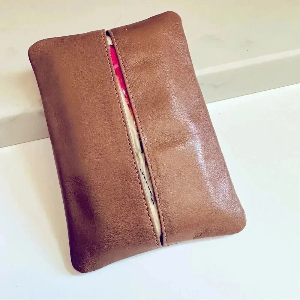 Vintage Unisex Christian Dior Embossed Logo Leather Tissue Holder For Purse - Picture 2 of 7